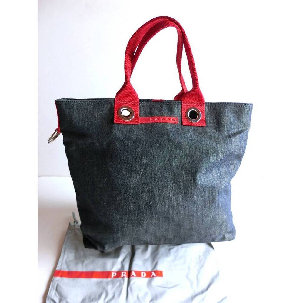 PRADA SPORTS denim tote bag boat shaped